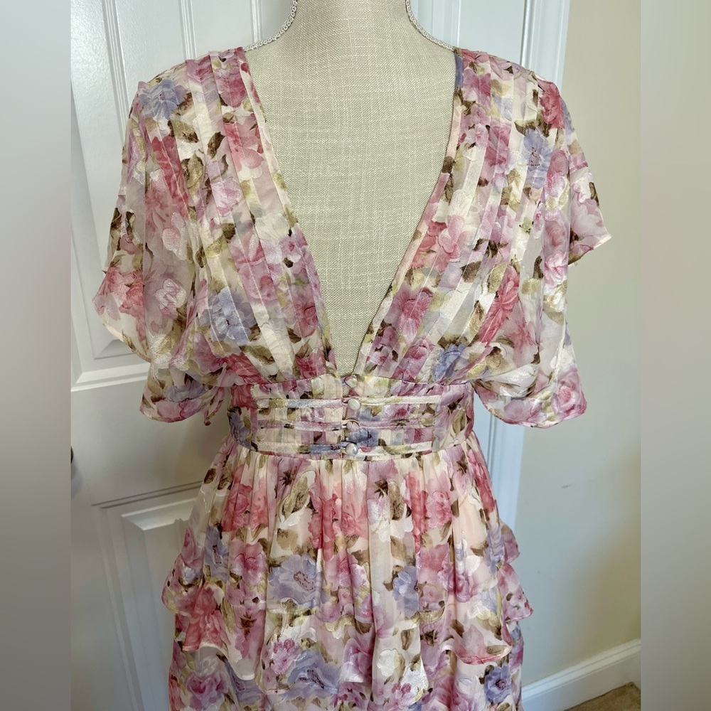 FAB’RIK AMANDA FLORAL MAXI DRESS IN “ PINK FLORAL” size SMALL